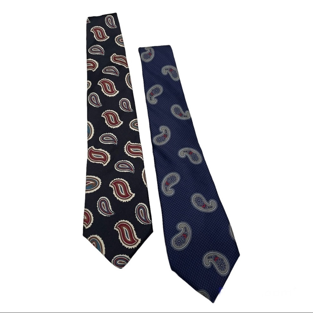 Vintage | Two Paisley Christian Dior Ties | Black, Blue